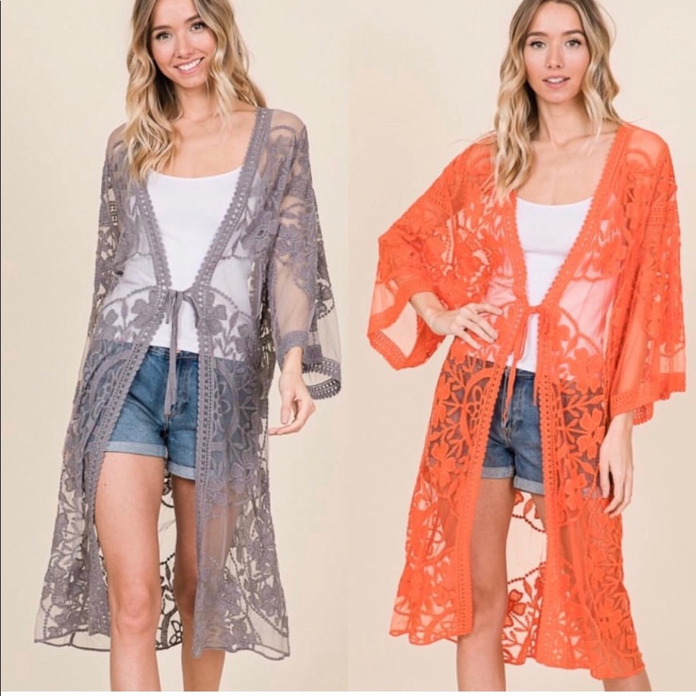 Gray lace kimono!